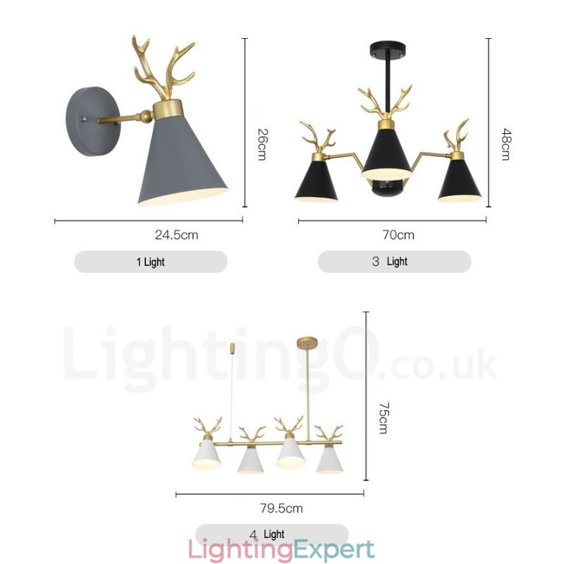 4 Light Nordic Macaron Modern Antlers Chandelier