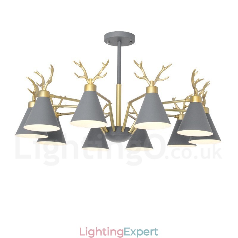 10 Light Nordic Macaron Modern Antlers Chandelier
