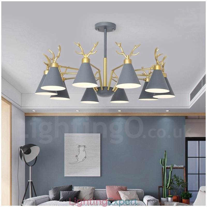10 Light Nordic Macaron Modern Antlers Chandelier