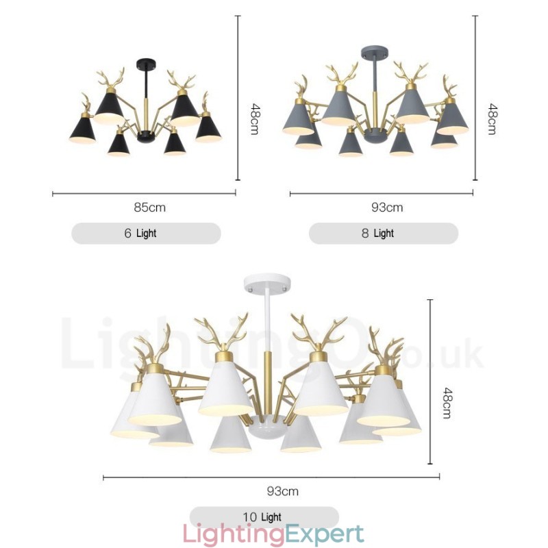 10 Light Nordic Macaron Modern Antlers Chandelier