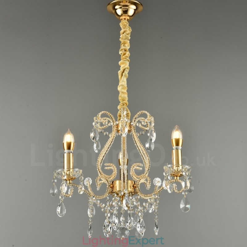 3 Light Gold Silver American Style Crystal Pendant Chandelier Light Store