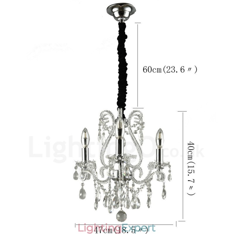 3 Light Gold Silver American Style Crystal Pendant Chandelier Light Store