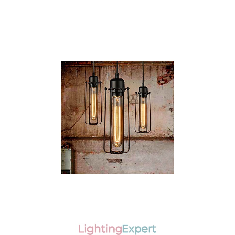 Chandelier Mini Style Rustic Lodge Retro Metal 3 Light Pendant Light