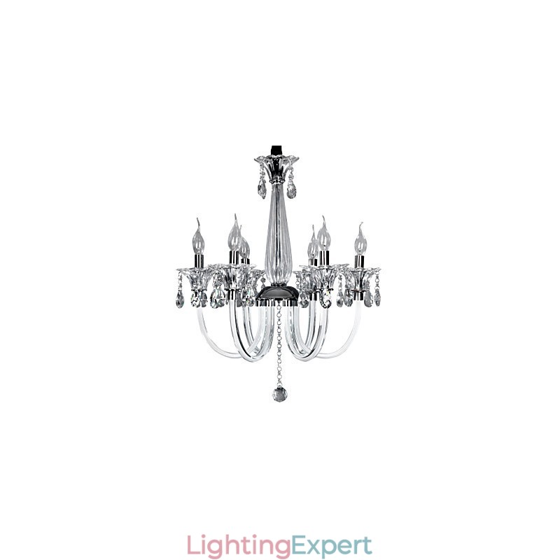 Elegant Crystal Chandelier with 6 Lights in Candle Bulb