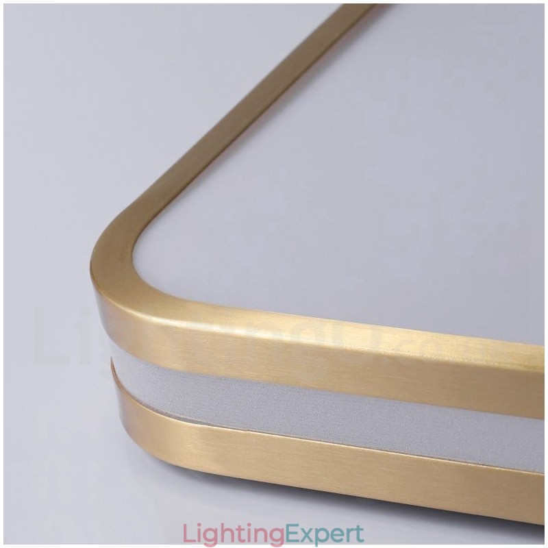 Ultra Thin Rectangle Modern Contemporary Nordic Style Flush Mount Brass Ceiling Lights with Acrylic Shade Also Can Be Used As Wall Light