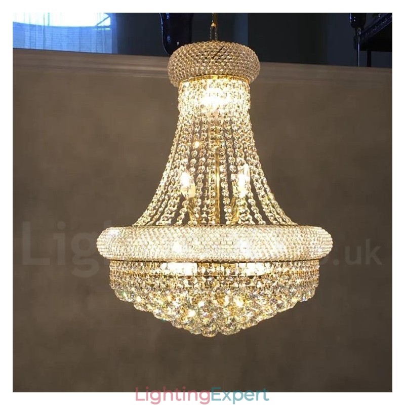 2 Tiers Round Traditional Classic K9 Crystal Metal Chandelier for