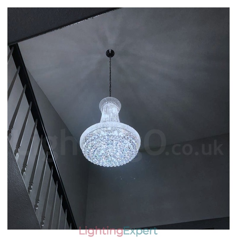 2 Tiers Round Traditional Classic K9 Crystal Metal Chandelier for