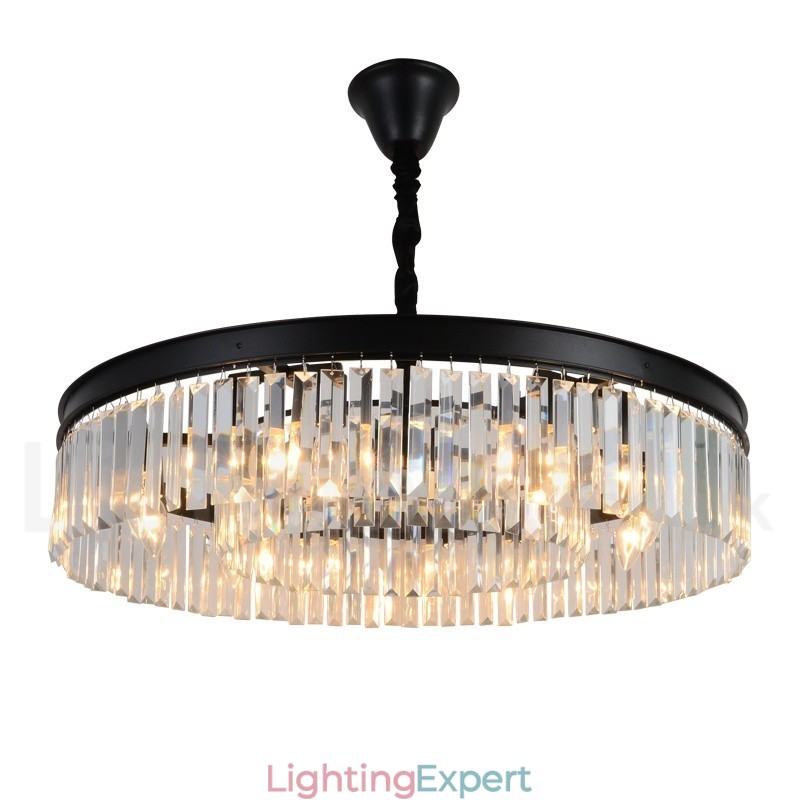 Postmodern Luxury Round K9 Crystal Pendant Chandelier Lights Exhibition Hall