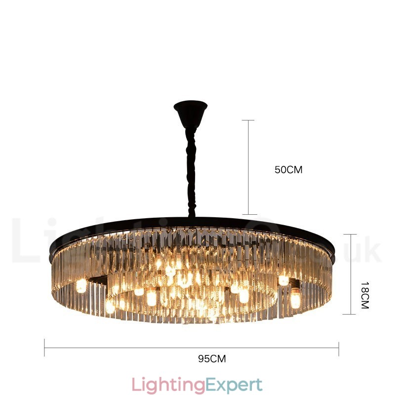 Postmodern Luxury Round K9 Crystal Pendant Chandelier Lights Exhibition Hall