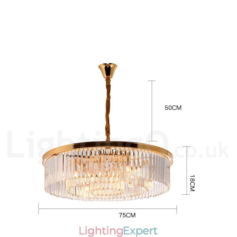 Postmodern Luxury Round K9 Crystal Pendant Chandelier Lights Exhibition Hall