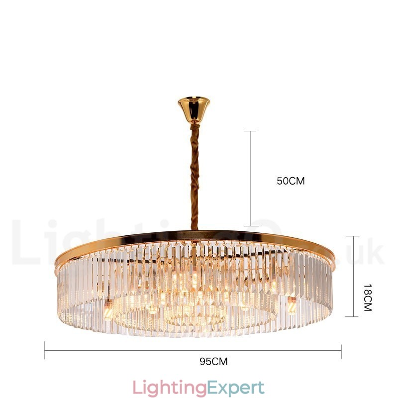 Postmodern Luxury Round K9 Crystal Pendant Chandelier Lights Exhibition Hall