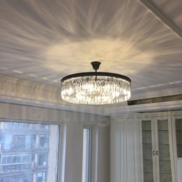 Postmodern Luxury Round K9 Crystal Pendant Chandelier Lights Exhibition Hall