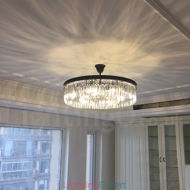 Postmodern Luxury Round K9 Crystal Pendant Chandelier Lights Exhibition Hall
