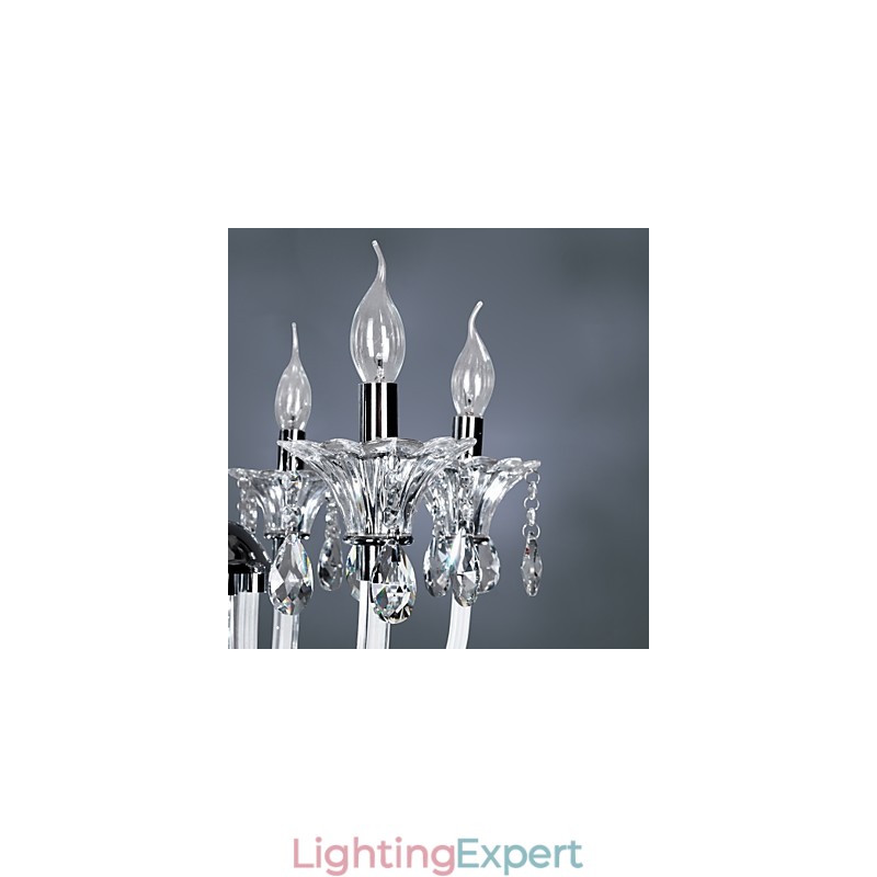 Elegant Crystal Chandelier with 6 Lights in Candle Bulb