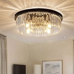 Postmodern Luxury Round K9 Crystal Flush Mount Ceiling Light Exhibition Hall