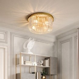 Postmodern Luxury Round K9 Crystal Flush Mount Ceiling Light Exhibition Hall