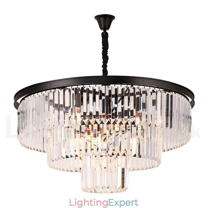 Postmodern Luxury Round K9 Crystal Pendant Chandelier Lights Exhibition Hall