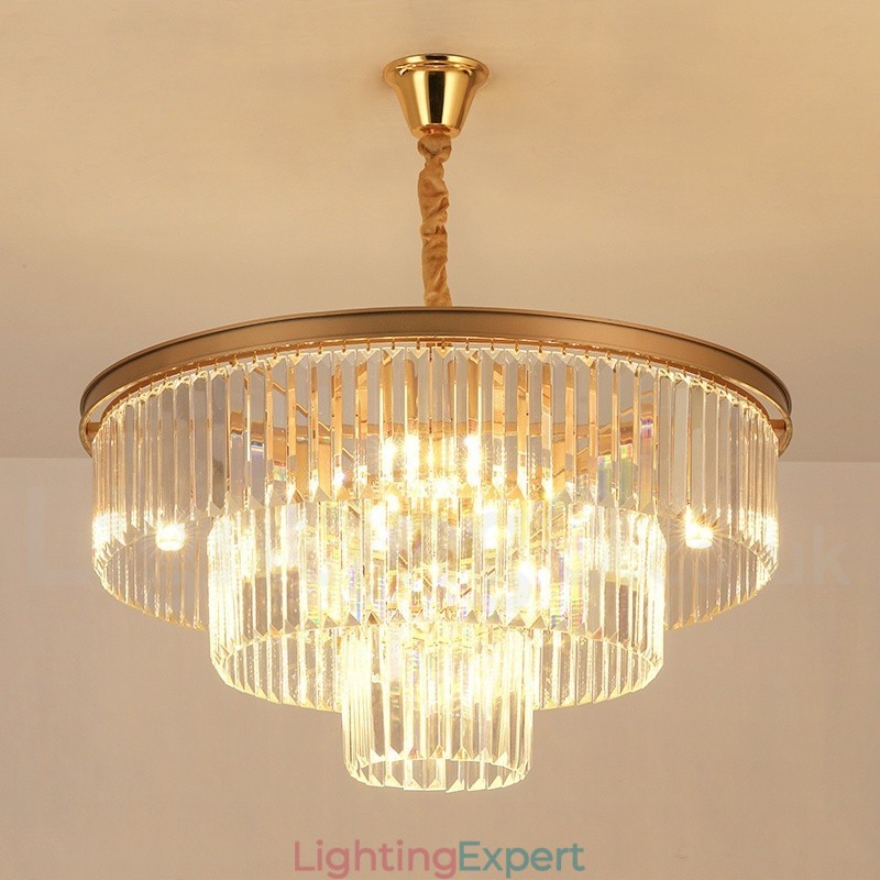 Postmodern Luxury Round K9 Crystal Pendant Chandelier Lights Exhibition Hall