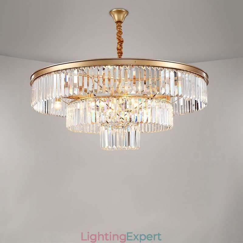 Postmodern Luxury Round K9 Crystal Pendant Chandelier Lights Exhibition Hall