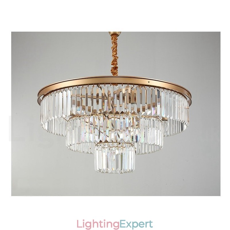 Postmodern Luxury Round K9 Crystal Pendant Chandelier Lights Exhibition Hall