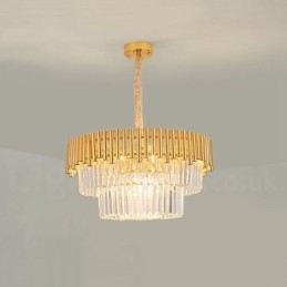 Postmodern Gold Luxury Round K9 Crystal Pendant Chandelier Lights Exhibition Hall