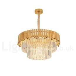 Postmodern Gold Luxury Round K9 Crystal Pendant Chandelier Lights Exhibition Hall