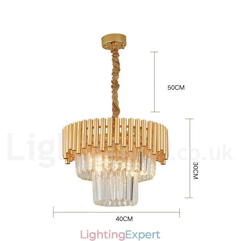Postmodern Gold Luxury Round K9 Crystal Pendant Chandelier Lights Exhibition Hall