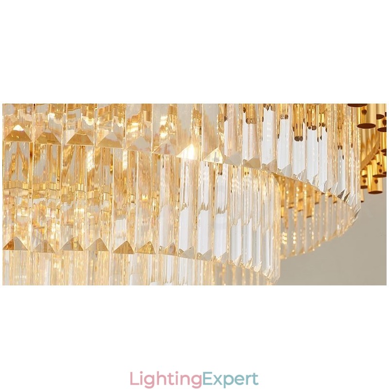 Postmodern Gold Luxury Round K9 Crystal Pendant Chandelier Lights Exhibition Hall