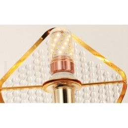 Gold Postmodern Luxury Round K9 Crystal Pendant Chandelier Light with Acrylic Shade Exhibition Hall