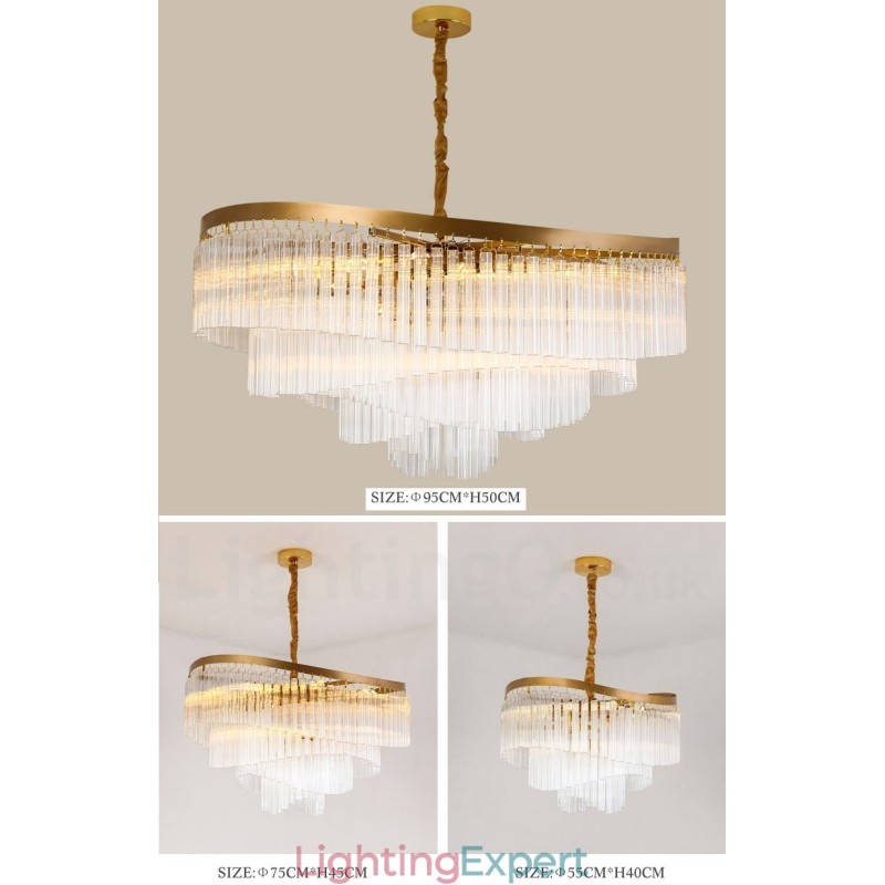 Gold Postmodern Luxury Round K9 Crystal Pendant Chandelier Exhibition Hall