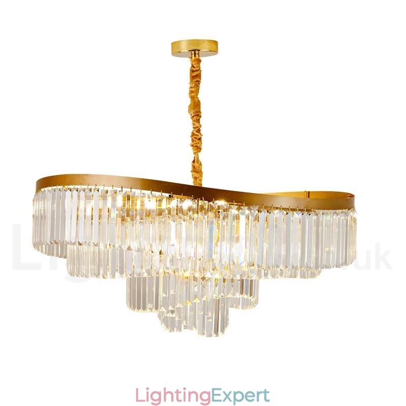 Gold Postmodern Luxury Round K9 Crystal Pendant Chandelier Exhibition Hall