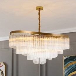 Gold Postmodern Luxury Round K9 Crystal Pendant Chandelier Exhibition Hall
