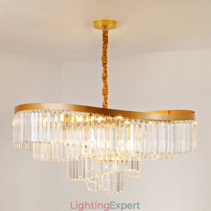 Gold Postmodern Luxury Round K9 Crystal Pendant Chandelier Exhibition Hall