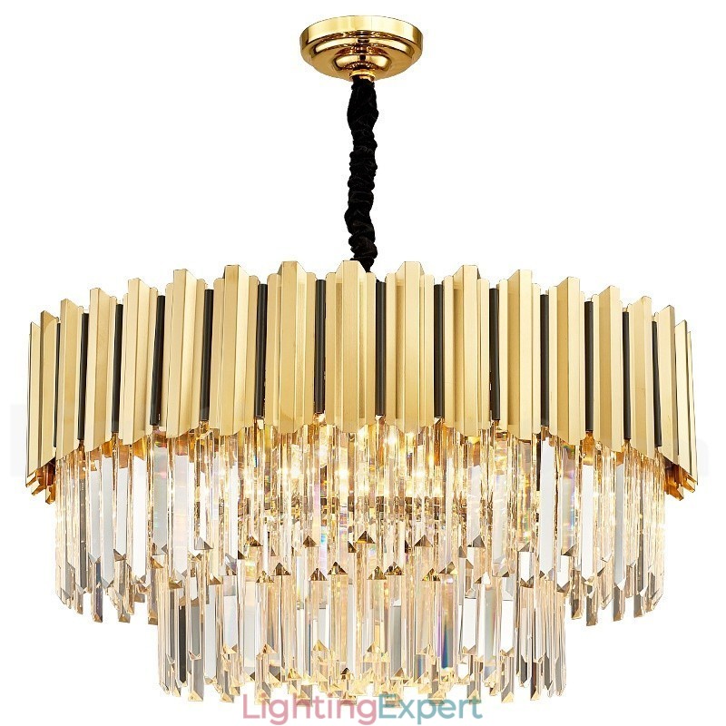 This Year Luxury Postmodern Gold Round K9 Crystal Pendant Chandelier Exhibition Hall
