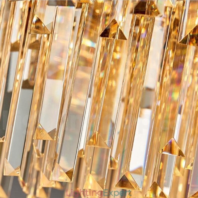 This Year Luxury Postmodern Gold Round K9 Crystal Pendant Chandelier Exhibition Hall
