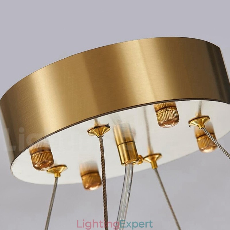 Luxury Modern Gold Plus Black Round K9 Crystal Pendant Chandelier Exhibition Hall