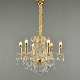 6 Light Gold Silver American Style Crystal Pendant Chandelier Light Store