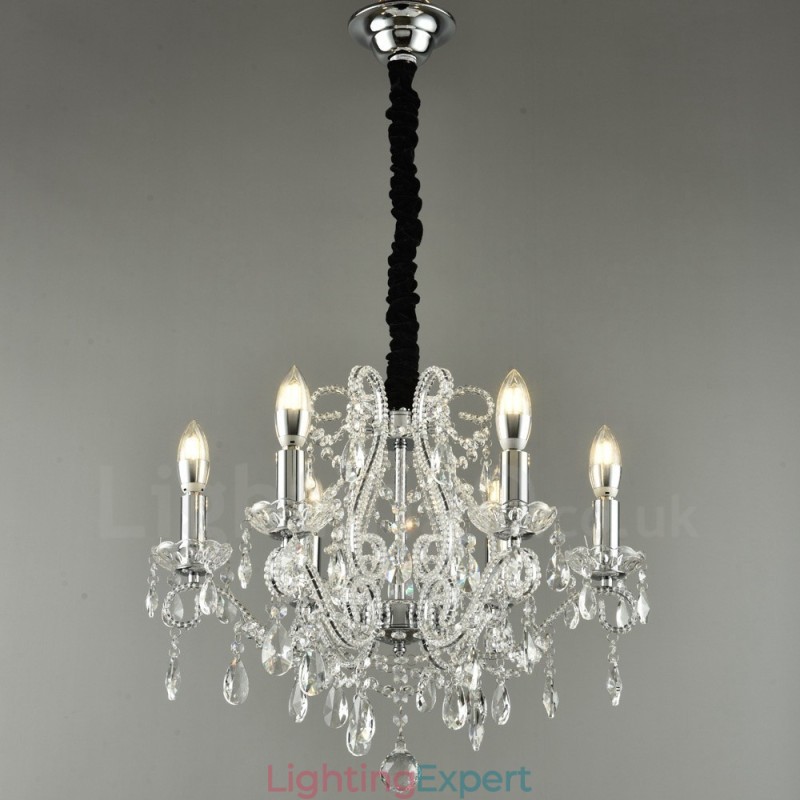 6 Light Gold Silver American Style Crystal Pendant Chandelier Light Store
