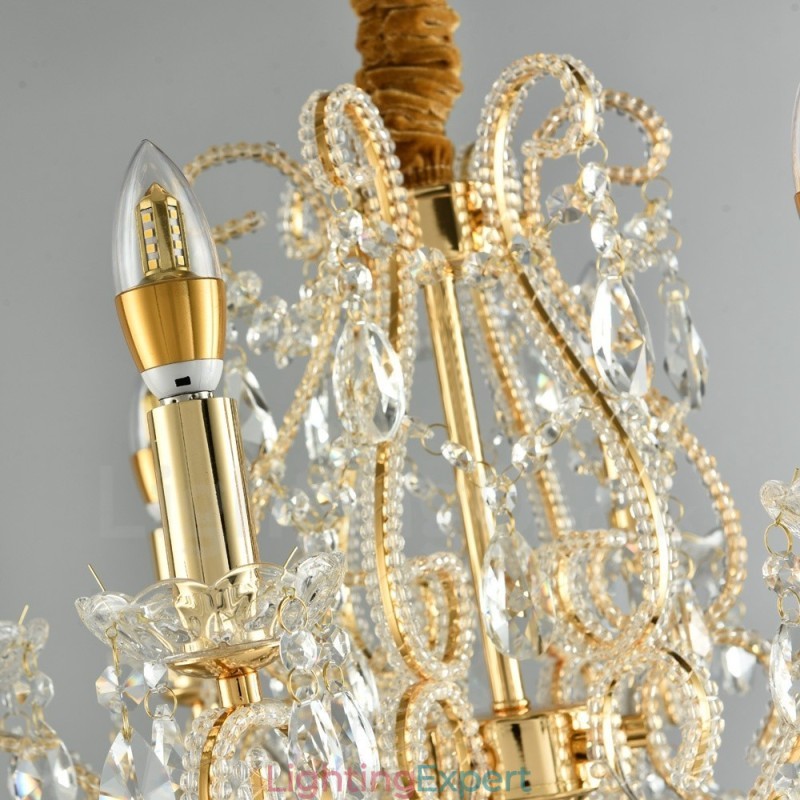 6 Light Gold Silver American Style Crystal Pendant Chandelier Light Store