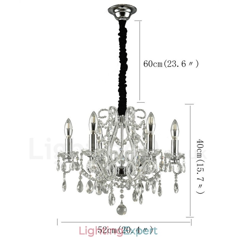 6 Light Gold Silver American Style Crystal Pendant Chandelier Light Store