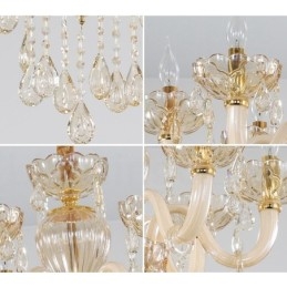 6 Light Champagne Colour Crystal Candle Chandelier