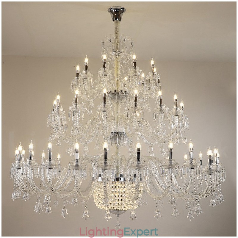 50 Light Clear Elegant Luxurious Crystal Candle Chandelier Exhibition Hal