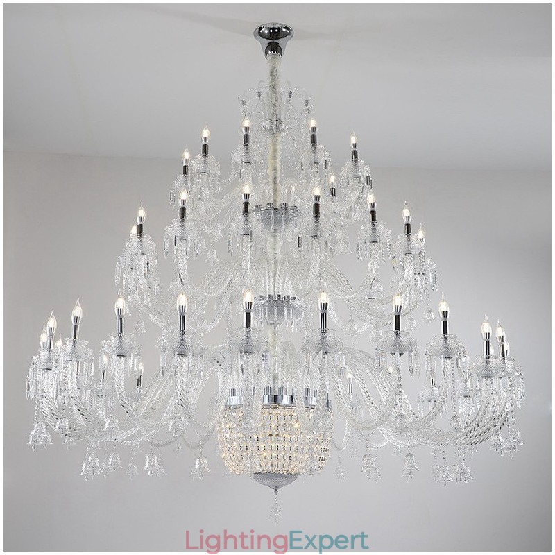 50 Light Clear Elegant Luxurious Crystal Candle Chandelier Exhibition Hal