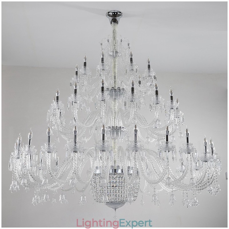 50 Light Clear Elegant Luxurious Crystal Candle Chandelier Exhibition Hal