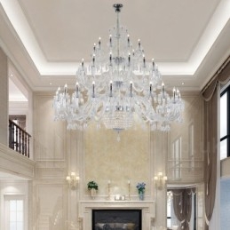 50 Light Clear Elegant Luxurious Crystal Candle Chandelier Exhibition Hal