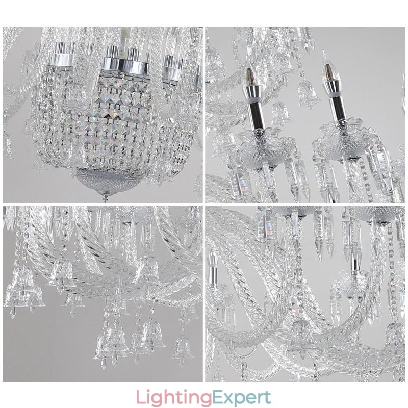 50 Light Clear Elegant Luxurious Crystal Candle Chandelier Exhibition Hal