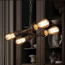 4 Light American Industrial Water Pipe Retro style Wind