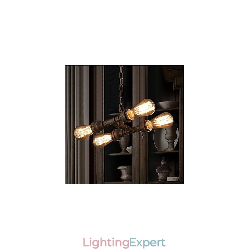 4 Light American Industrial Water Pipe Retro style Wind