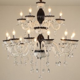 18 (12+6) Light Black Elegant Candle Chandelier with Crystal