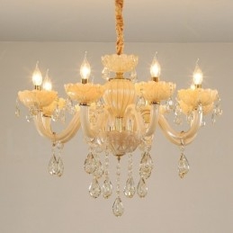 8 Light Luxurious Champagne Crystal Candle Chandelier